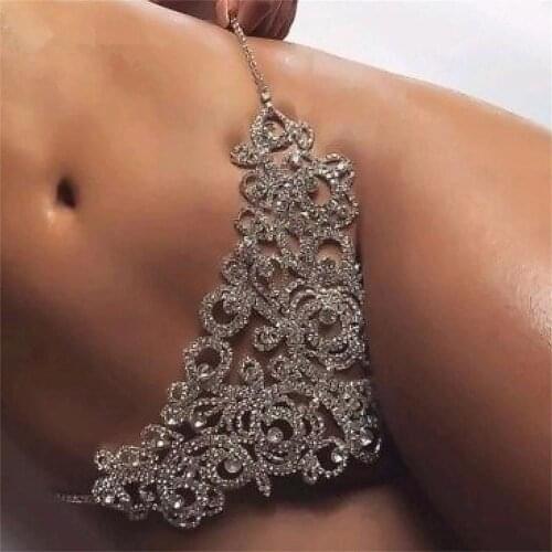 Luxury Flower Rhinestone Waist Chain Panties Body Jewelry Sexy Lady Nightclub Personality Full Rhinestone Body Chain Accessories