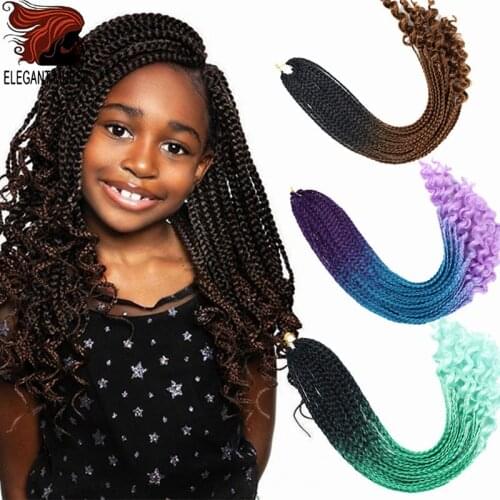 ELEGANT MUSES 24Inch Goddess Box Braids Crochet Braid Hair Extensions 22 roots Ombre Synthetic Box Looped With Curly End