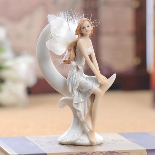 Ornaments Home Beautiful Figure Moon Angel Resin Home Decoration Accessories Fairy Garden Miniatures Vintage Home Decor