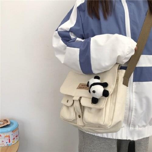 Japanese Large capacity School Bag Street Diagonal Cross Bag Harajuku Shoulder HandBag Vintage Womens Y2k Couple ​Messenger Bag