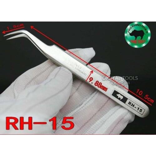 Japanese RHINO Brand RH-15 Curved Tweezers Anti-acid High-precision Super Hard Sharp For Repairing Watch or Mobile