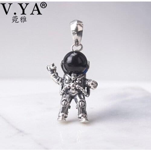V.YA 925 Sterling Silver Vintage Astronaut Couple Pendant Punk Fashion Fine Jewelry Men Women Engagement Pendants Necklace 2021