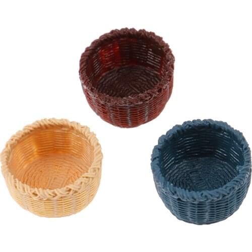 1Pc Handmade 1:12 Dollhouse Miniature Resin Mini Storage Basket Model Decor Accessories