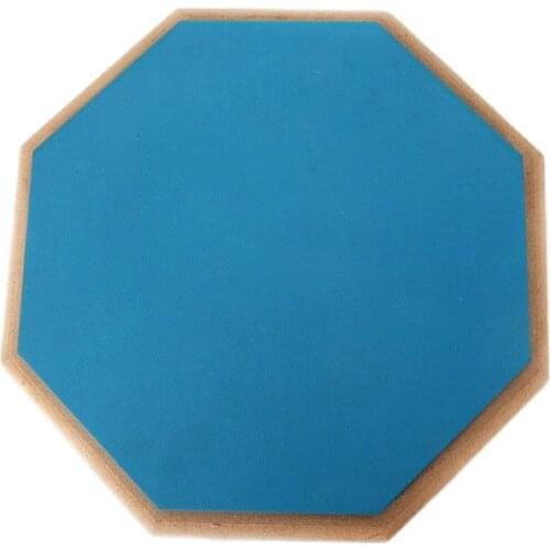 10 Inch Natural Rubber Drumhead Dumb Drum Octagonal MDF Non-slip Mat Blue