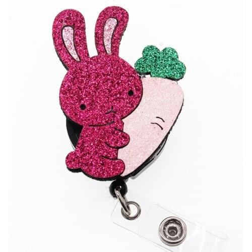 10pcs/Cute pattern Felt Rabbit radish ID Badge Holder Retractable