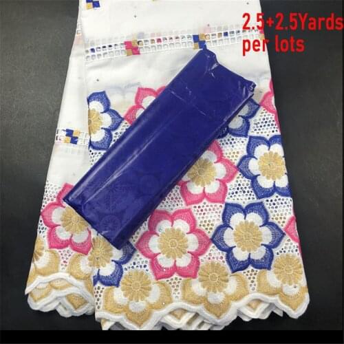 2021 High Quality African Nigerian Prom Dress Party Gown Swiss Cotton Tulle Lace Fabric White 2.5+2.5Yards CP032