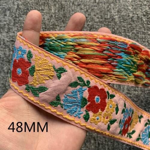 3 YARD 48MM Flower Pink Solarium Embroidered Ribbon National Lace