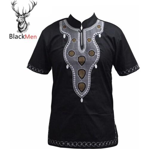 Dashiki Arab Mens Attire Tops Embroidery Muslin T shirts Male Vintage Tunic Ankara Short Kaftan Clothing African dress for men