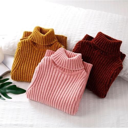 Brand Turtleneck Sweaters for Baby Girls 2018 Autumn Winter New Kids Knitting Sweaters Cute Pullovers Bottoming Top Baby Clothes