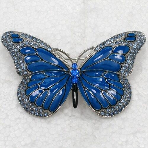 Blue Rhinestone Enamel Butterfly Pin brooches C478 B