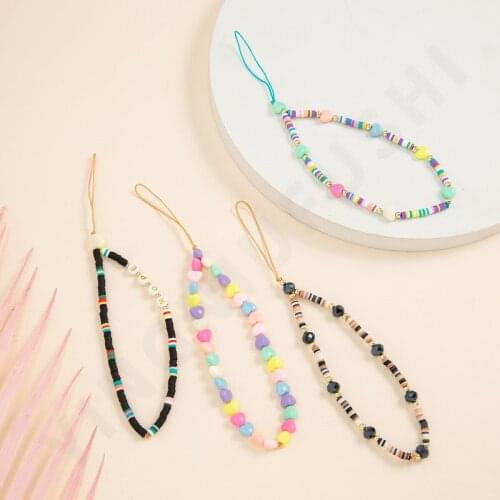 2021 New Acrylic Bead Smile Mobile Phone Chain For Girls Phone Choker Necklace Strap Anti-lost Lanyard For Women Summer Jewelry