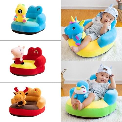 Baby Sofa Support Seat Cover Plush Chair Learning To Sit Cartoon Animal Toddler Nest Puff Washable Only Skin No Filler Cradle