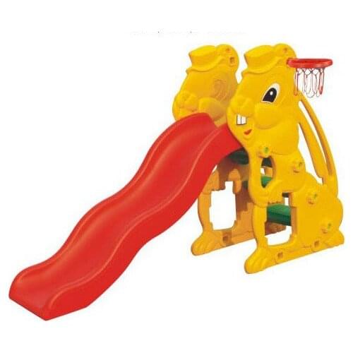 Kids indoor plastic slide with basketball frame