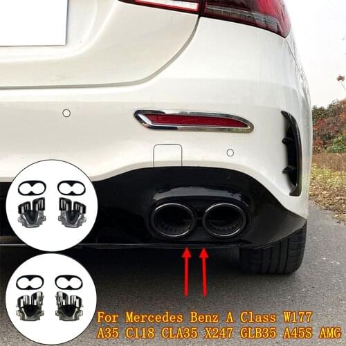 For Mercedes Benz A Class W177 A35 C118 CLA35 X247 GLB35 A45S AMG Refitting Rear Bumper Turbo Muffler Exhaust Tips Pipe Exits