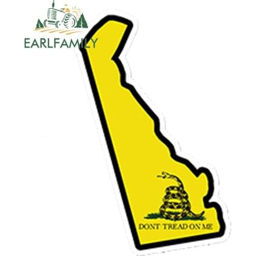 EARLFAMILY 13cm x 7.8cm Delaware State Don't Tread On Me Printed Vinyl Decal Sticker De DIY Waterproof Car Sticker
