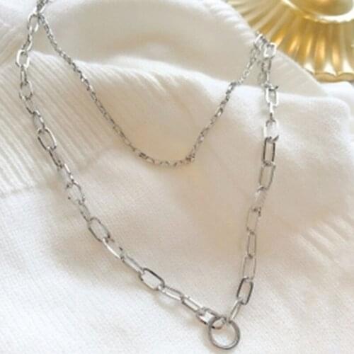 European and American double-layer chain cold wind net red simple clavicle chain niche design temperament sweater chain necklace