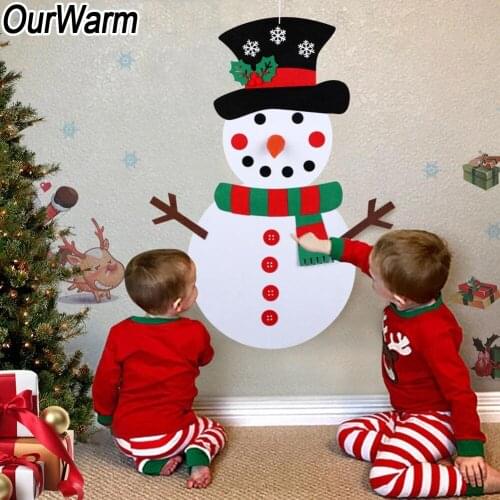 OurWarm Felt Snowman Christmas Gifts for Kids Door Wall Hanging Kit with Stick-on Decoration New Year Toys Christmas Decorations