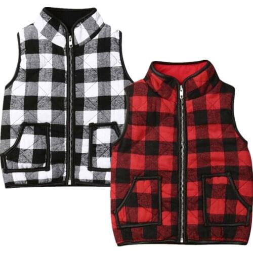 Focusnorm New Fashion Girls Kids Fall Sweatshirt Outfits Zipper Plaid Jacket Waistcoat Coat Autumn Winter Outwear