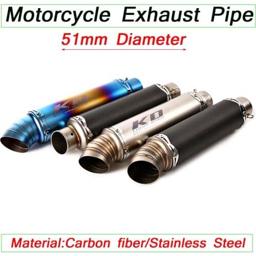 Motorcycle Dirt Bike Exhaust Muffler Stainless Steel Pipe For 38-51MM Diameter Tail Vent Silencer Baffler Silp on