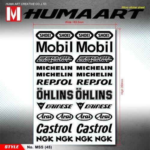 HUMAART Motocross Racing Sponsor Stickers Bomb Graffiti Decor Vinyl Decals for MX Motorcycle Fairing Quad ATV Helmet , Black