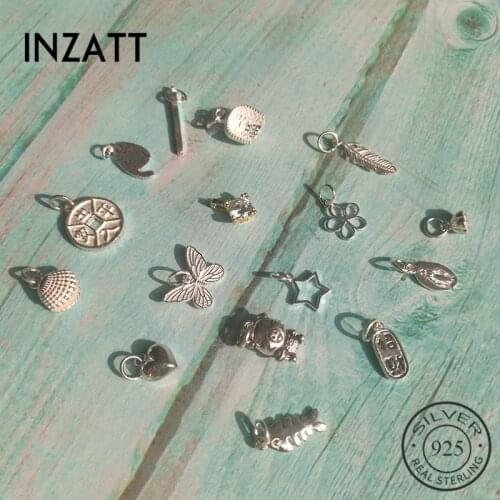 INZATT Real 925 Sterling Silver Pig Butterfly Star Moon Charms Wholesale Dropshipping Handmade Of DIY Geometry Punk Accessories