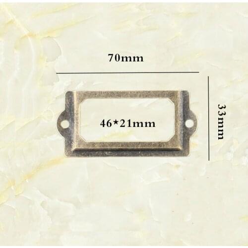 JD 12pcs 70*33mm Antique Label Box Business Card Box Drawer Decorative Box Gift Box Frame Metal Frame Handle Furniture Hardware