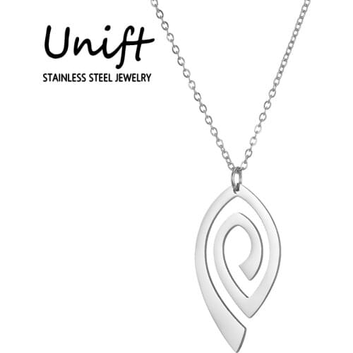 Unift Classic Spiral Water Drop Pendant Necklace For Women Fashion Simple Stainless Steel Chain Choker Necklaces Casual Jewelry