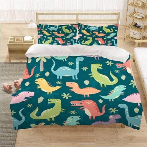 Bedding Set 3D Printing Dinosaur Paradise Cartoon Kids Boys Duvet Cover Sets Queen/Twin/King Size Home Textile 2/3pcs