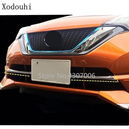Car Cover ABS Chrome Bumper Engine Head Trim Front Grid Grill Grille Frame Edge 2pcs For Nissan NOTE 2017 2018 2019 2020