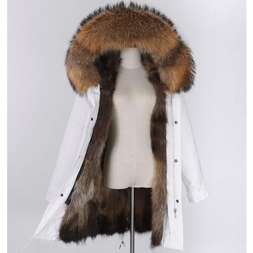 Winter Jacket Women Long Plus Size Fox Fur Parkas 2021 New Waterproof Real Fur Coat White Thick Warm Female Streetwear