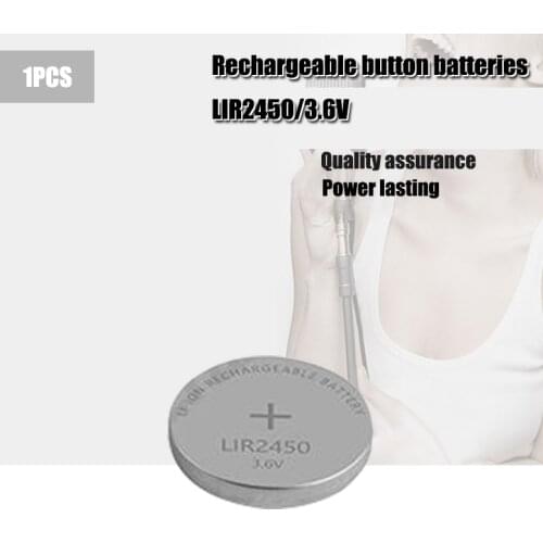 1PCS 120mAH LIR2450 Lithiium lir Ion Rechargeable Battery 3.6V Li-ion button coin cell replace for CR2450 CR 2450