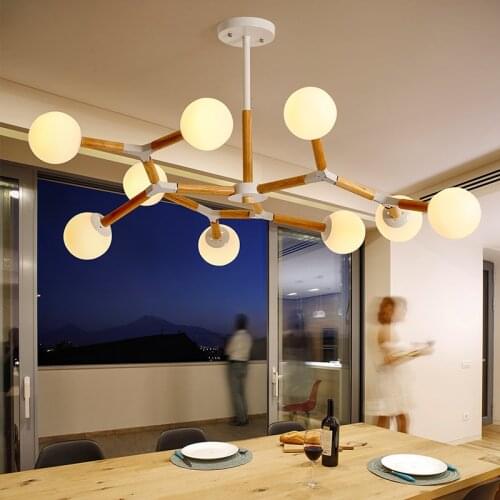 Modern wooden branch chandelier Italian Design Hanging Sputunik Lamp Kidsroom Kitchen Islan Glass Ball chandelier