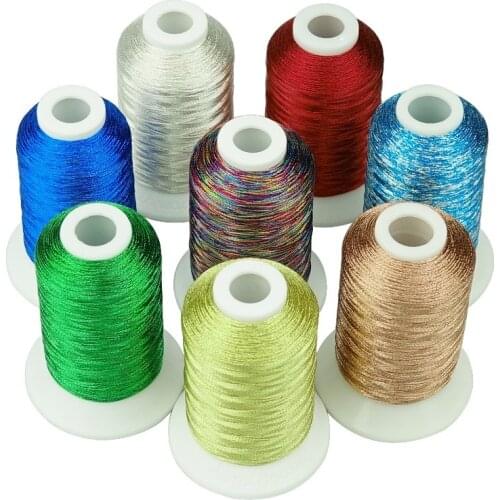 Metallic thread for embroidery 8 Christmas colors as machine /hand embroidery threads