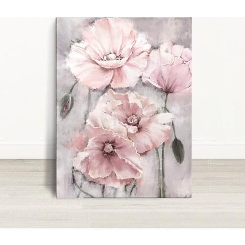 Minimalist Art Anime Poster Flower Wall Decor Still Life Pink Art Modern Pink Rose Canvas Printings No Frame Scandinavian