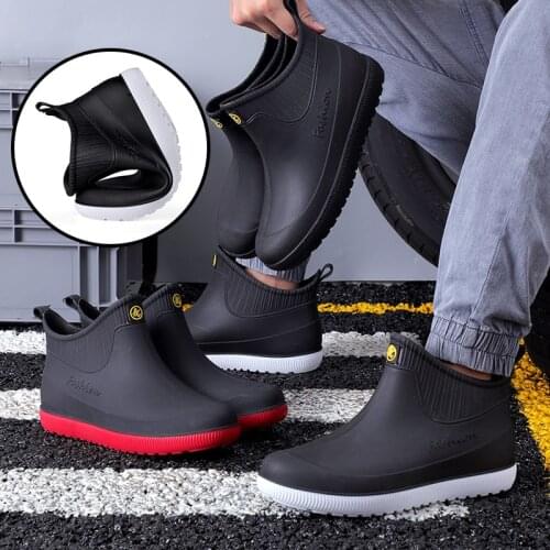 Fashion Rain Boots For Men With Detachable Cotton Cover Soft Comfortable Shoes Non-Slip Short Boots For Outdoor Botas De Lluvia
