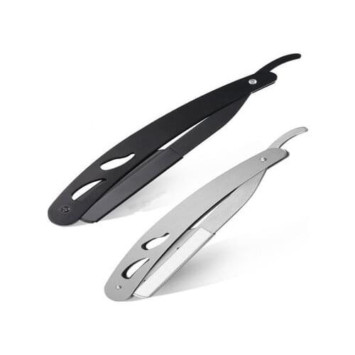 Men Shaving Barber Tools Hair Razor and Blades Antique Black/Sliver Folding Shaving Knife Stainless Steel Straight razor Holder