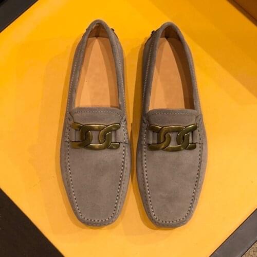 Men casual shoes suede flat loafers fashion spring and autumn walk driver shoes soft