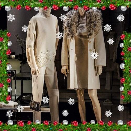 CRNT0081 window sticker Christmas 100% decoration for window shopping stores, without glue, repositionable and reusable at will