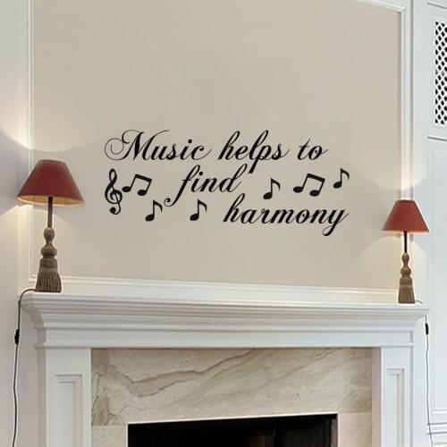 Music Helps To Find Harmony Wall Sticker Musical Notes Removable Art Home Decor Living Room Vinyl Decals