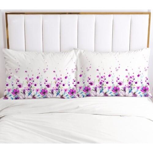 2PCS Pillowcase Home Decoration Pillow Cover Cases Bedding Print 3D HD Pink 70x70cm 50x75cm 50x70cm 80x80cm Simple purple flower