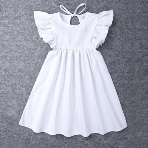 New Summer Baby Girl Dress 2-6T Solid Color A-Line Loose Summer Short Sleeves Large Hemline Toddler Dresses for Travel