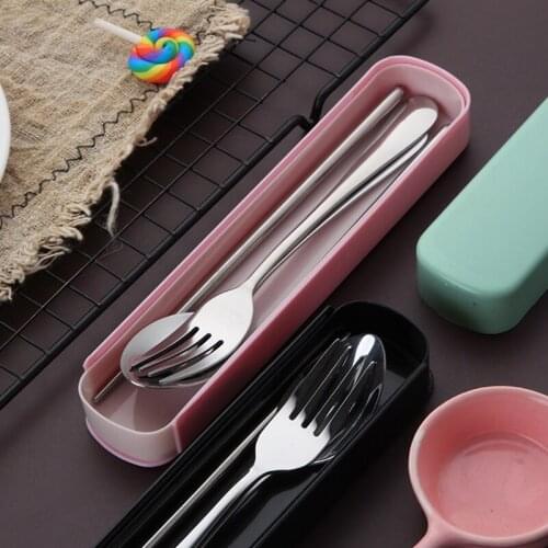 Stainless steel fork spoon chopsticks travel camping tableware tools portable tableware spoon fork knife steel tableware