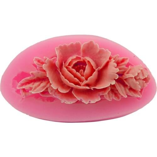 Peony flower shape silicone mold cake edge decoration chocolate flip sugar baking mold drop gum soap mold