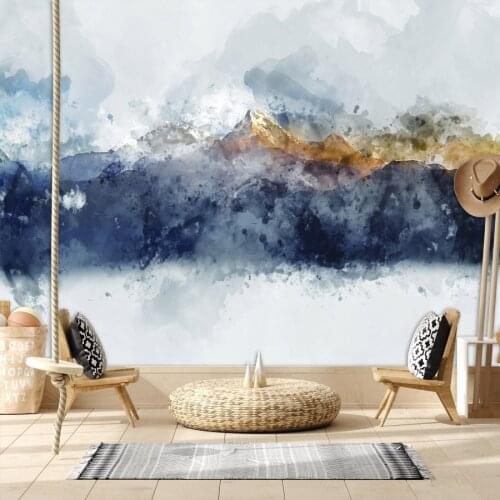 Custom Abstract Watercolor Mountain Wallpapers for Living Room Wall Papers Home Decor 3d Bathroom Self Adhesive Mural Roll Print