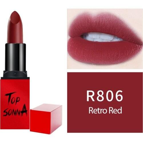 Lipstick Velvet Matte Lip Stick Cosmetic Silky Lip Gloss Waterproof Long Lasting Sexy Red Lip Tint Women Makeup Easy Color TSLM2
