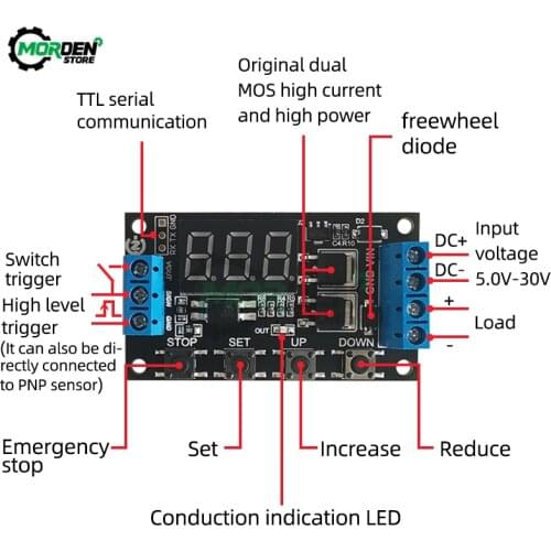 DC 5-30V MOS Delay Relay Module Timer Control Trigger Cycle Timing Delay Switch Module 5V 12V 24V 1CH Adjustable Relay Module