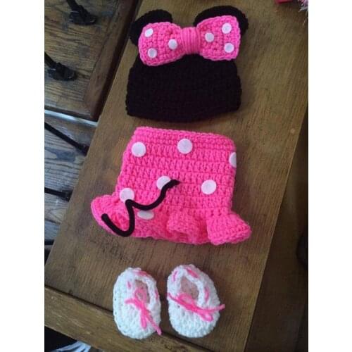 Newborn girl hat caps ,crochet baby girls hat,boots with pink Short skirt baby set size:0-1m,3-4m newborn Photo props