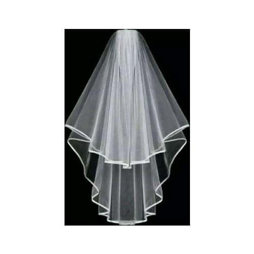 Bridal Wedding Veil 2 Tier Comb Attached Handmade Elbow Length White 2023