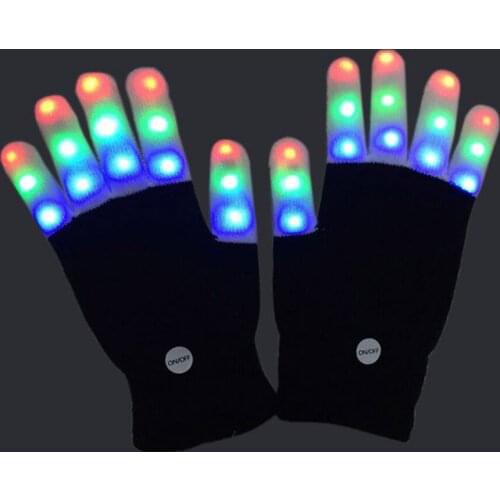 LED Light Up Hand Finger Gloves Flashing Glove Glow In The Dark Halloween Christmas Costume Dance Concert Supplies