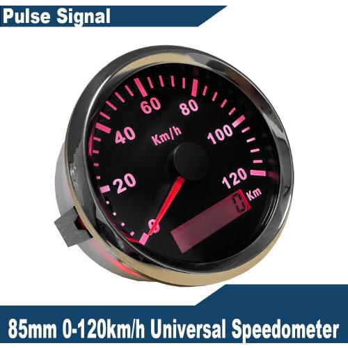 Universal 85mm Speedometer Odometer Speedo Gauge 200km/h For Car Truck Motor Auto With Backlight 12V 24V (Pulse Signal)